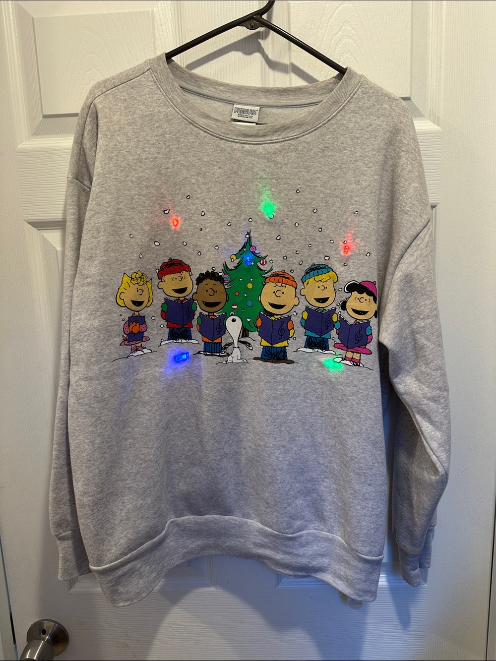 Peanuts Light-Up Gray Holiday Crewneck Sweatshirt